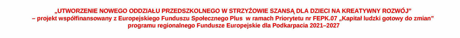 „UTWORZENIE NOWEGO ODDZIAŁU PRZEDSZKOLNEGO W STRZYŻOWIE SZANSĄ DLA DZIECI NA KREATYWNY ROZWÓJ”